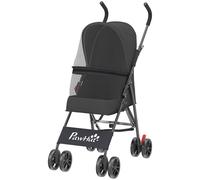 Pawhut Foldable Dog Stroller With Mesh Windows For Mini Dogs In Black Black