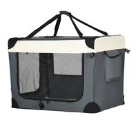 PawHut Foldable Pet Carrier Bag Soft Travel Dog Crate for Mini Dogs - Grey - Oxford cloth, Steel, Polyester - 1