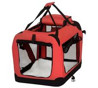 PawHut 60cm Foldable Pet Carrier - Soft Side Pet Travel Crate w/ Mat - Red | TJ Hughes