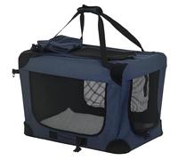 PawHut Foldable Pet Carrier for Small and Miniature Dogs, Portable Cat Carrier Soft Side Pet Travel Crate with Removable Mat, Storage Bags, Breathable Mesh 60 x 41.5 x 41cm - Dark Blue