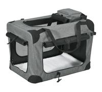 PawHut Foldable Pet Carrier Dog Crate Small Dogs 60x41.5x41cm Grey | Portable Cat Carrier, Soft Side Pet Travel Crate, Removable Mat, Storage Bags, Breathable Mesh