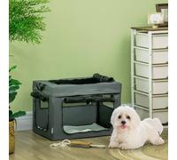 PawHut Pet Carrier Soft Dog Crate for Miniature Dogs 60 x 42 x 42 cm Grey