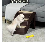 PawHut Foldable Pet Stairs For Small Dogs - Brown, Brown