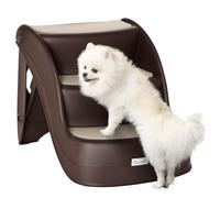 Pawhut Foldable Pet Stairs Portable Dog Steps 3-Step Design With Non-Slip Mats In Brown Brown