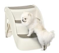 PawHut Foldable Pet Stairs 3 Steps with Non-slip Mats for Small Dogs, Cream | Portable Dog Stairs 3-Step for High Bed, Pet Stairs with Non-slip Mats, for Small and Miniature Breeds
