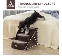 PawHut Foldable Pet Stairs Portable Dog Steps 3-Step Design with Non-slip Mats for High Beds
