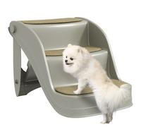 PawHut Foldable Pet Stairs 3 Steps with Non-slip Mats for Small Dogs, Grey