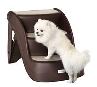 Pawhut Foldable Pet Stairs Portable Dog Steps 3-Step Design With Non-Slip Mats In Brown Brown