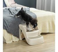 PawHut Foldable Pet Stairs 3 Steps with Non-slip Mats for Small Dogs - Cream | TJ Hughes