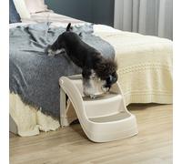 PawHut Foldable Pet Stairs Portable Dog Steps 3-Step Design with Non-slip Mats PawHut White S
