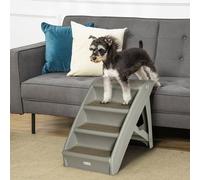 Pawhut Foldable Pet Stairs Portable Dog Steps For Sofa Four Steps Small Mini Dogs In Grey Grey
