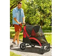 Pawhut Foldable Pet Stroller For Large Dogs, Red/Black Red