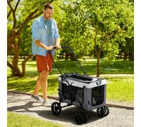 PawHut Dog Pram Dog Stroller Pet Pushchair with Detachable Carrier Soft Padding, Safety Leashes, for Mini and Small Dogs - Grey