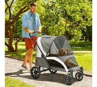 Pawhut Easy Folding Pet Stroller For Large Dogs In Dark Grey Dark Grey
