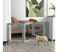 PawHut Foldable Wooden Pet Gate w 3 Panels 2 Support Feet for Small Do