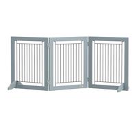 PawHut Foldable Wooden Pet Gate w/ 3 Panels 2 Support Feet for Small Dogs