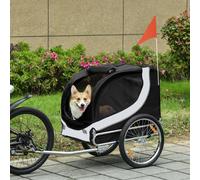 PawHut Folding Dog Bike Trailer Pet Bicycle Jogger Travel Carrier-Black & White