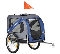 PawHut Folding Dog Bike Trailer Pet Cart Carrier for Bicycle Travel in Steel Frame with Hitch Coupler - Blue & Grey
