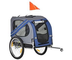 PawHut Folding Dog Bike Trailer with Hitch Coupler Blue & Grey