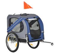 PawHut Folding Dog Bike Trailer with Hitch Coupler Blue & Grey