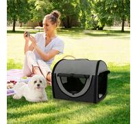 PawHut Foldable Pet Carrier for Miniature Dogs, Portable Cat Carrier Bag Soft Side Fabric Dog Crate with Removable Mat, Breathable Mesh, Ground Stakes, 46L x 36W x 41H cm - Black