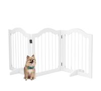 PawHut Folding Modular Safety Barrier for Pets with Support Foot MDF Solid Wood 154.5 x 61 cm White