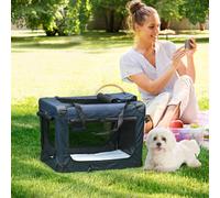 Pawhut Folding Pet Carrier Bag House W/ Cushion Storage, Dark Blue 60X41.5X41Cm