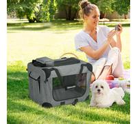 PawHut Folding Pet Carrier Bag House - Grey, none