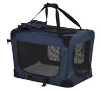 PawHut Folding Pet Carrier Bag Soft Portable Dog Cat Crate Puppy Kennel Cage House with Cushion Storage Bags Dark Blue