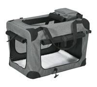PawHut Folding Pet Carrier Bag w/ Cushion, Storage & 3 Zipper Doors, Grey