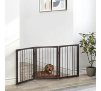 Pawhut Folding Pet Gate Fence Free Standing Child Safety Indoor Wood Durable
