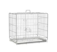PawHut Folding Wire Dog Cage with Removable Tray, 1 Door with Lock - 61 x 43 x 50 cm White