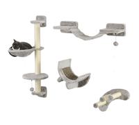 PawHut Four-Piece Cat Wall Furniture w/ Hammock - Ladder - Platforms - Steps - Grey | TJ Hughes