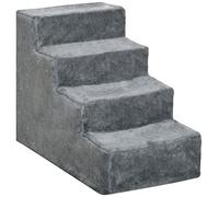 PawHut Four-Step Portable Dog Stairs with Washable Plush Cover, Light Grey