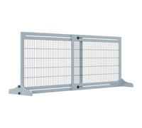 PawHut Freestanding Dog Gate, Foldable Pet Fence, Indoor Wood Barrier, Stair Gate with Support Feet, for Doorway, Hallway, Small and Medium Dogs, 69H x 104-183 cm, Blue-grey Grey