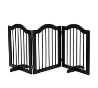 PawHut Freestanding Dog Gate with Support Feet for Doorway Black | Wooden Stair Gate for Dogs, Foldable Pet Fence Safety Barrier, House, Stairs
