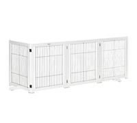 PawHut Freestanding Folding Pet Gate 4 Panels Dog Puppy Barrier with Support Fee