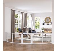 PawHut Freestanding Pet Gate, 6 Panel Foldable Playpen, Wooden Dog Gate with 2 Support Feet, for Stairs, Doorway - White