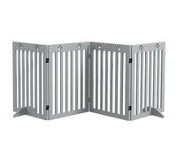 PawHut Freestanding Pet Gate 4 Panel Dog Barrier, Grey