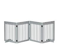 PawHut Freestanding Pet Gate 4 Panel Dog Gate, Light Grey