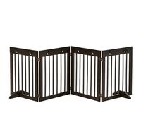 Pawhut Freestanding Pet Gate 4 Panel Folding Wooden Dog Barrier With Support Feet