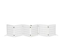 PawHut Freestanding Pet Gate, 6 Panel Foldable Playpen, Wooden Dog Gate with 2 Support Feet, for Stairs, Doorway - White White