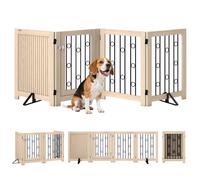 PawHut Freestanding Pet Gate, Foldable Dog Gate with Lockable Door, Metal Support Feet & 360 Flexible Hinges, 4 Panel Indoor Safety Dog Barrier for