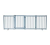 Pawhut Freestanding Pet Gate For Small And Medium Dogs, Wooden Dog Safety Barrier In Blue Blue