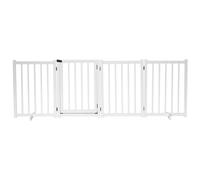 Pawhut Freestanding Pet Gate For Small And Medium Dogs, Wooden Dog Safety Barrier In White White