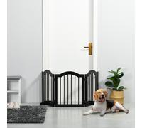 PawHut Freestanding Pet Gate Safety Barrier 3 Panels with Support Feet Black