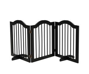 PawHut Freestanding Pet Gate Safety Barrier 3 Pannel w/ Support Feet Black