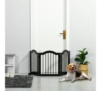 PawHut Freestanding Pet Gate 3 Pannel Safety Barrier W/ Support Feet - Black, Black