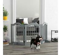 PawHut Freestanding Pet Gate Safety Barrier 3 Pannel w/ Support Feet - Light Grey - 154.5L x 61H x 29.5Wcm - MDF, Wood