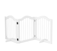 PawHut Freestanding Pet Gate Safety Barrier 3 Pannel w/ Support Feet White